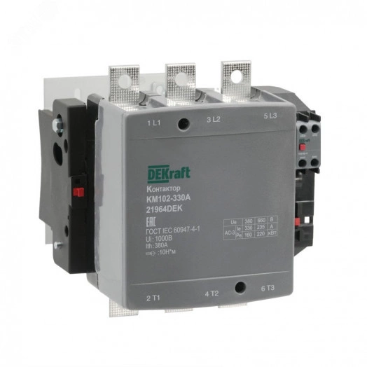 Контактор 330А 220В АС АС3 АС4 1НО+1НЗ КМ-102