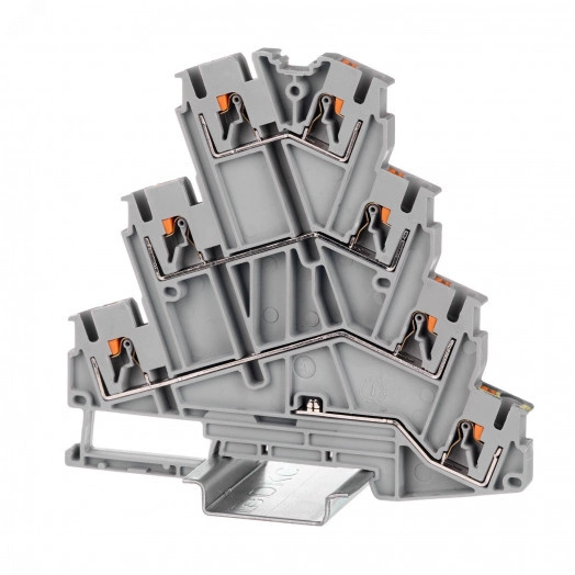 Клемма многоуровневая для подключения электродвигателя, зажим push-in, 7 точек подключения, 2.5 кв.мм, серая