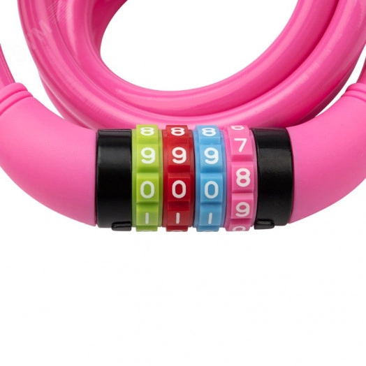 Замок тросовый кодовый взломостойкий для велосипедов и колясок 150 см розовый