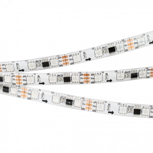 Лента герметичная SPI-SE-B60-10мм 12V RGB-PX3 (14.4 W/m, IP65, 5060, 5м) (бегущий огонь)