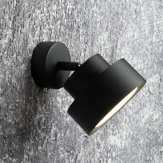 Светильник ДБО-12w GX53 без лампы наклонный с выключателем черный