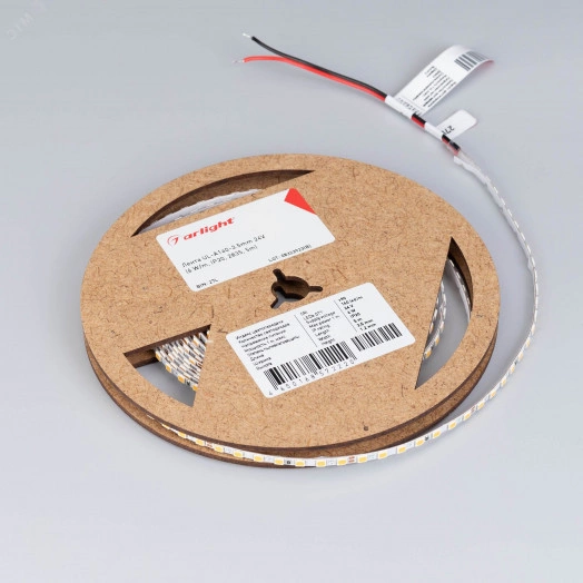 Лента UL-A140-3.5mm 24V White6000 (6 W/m, IP20, 2835, 5m) (Arlight, узкая)