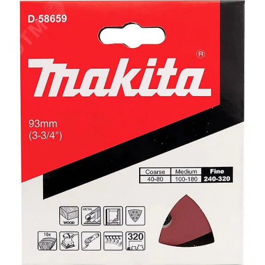 Бумага шлифовальная треугольная на липучке 94 мм, A320 (10 шт)