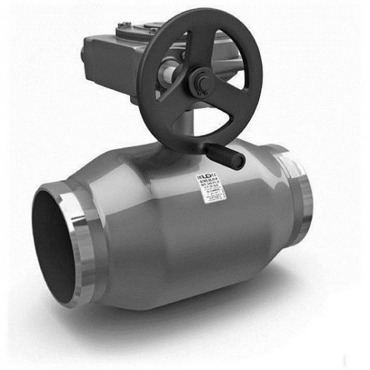 Кран шаровой стальной цельносварной приварной стандартнопроходной DN125/100 PN25 с редуктором