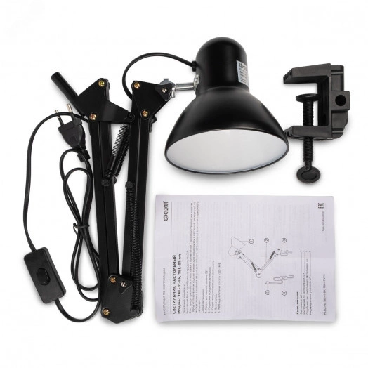 Светильник настольный TBL-01 Е27 на струбцине черный