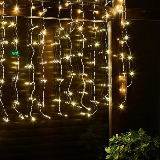 Занавес светодиодный 1,5х1,5м 100 светодиодов теплый Провод прозрачный ULD-C1515-100/DTA WA RM WHITE IP20