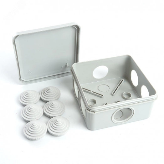 Коробка разветвительная 100*100*50мм, 6 вводов, IP55, светло-серая, EBX10-36-55 (GE41255)