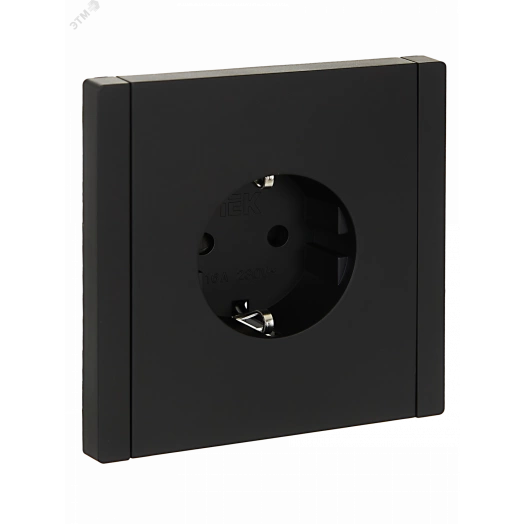 FORTE&PIANO Розетка 1-местная с заземлением с защитными шторками винтовое крепление 16А FP115 черный IEK