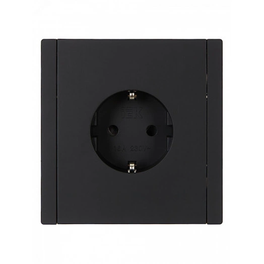 FORTE&PIANO Розетка 1-местная с заземлением с защитными шторками винтовое крепление 16А FP115 черный IEK