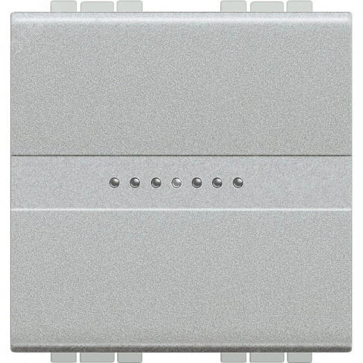 Livinglight. Переключатель аксиальный одноклавишный 10А 250В. Автоматические клеммы. 2 модуля. Цвет Алюминий