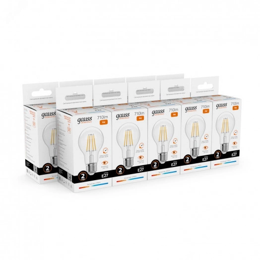 Лампа светодиодная филаментная LED 9 Вт 710 лм 2700К AC190-240В E27 А60 (груша) теплая Elementary