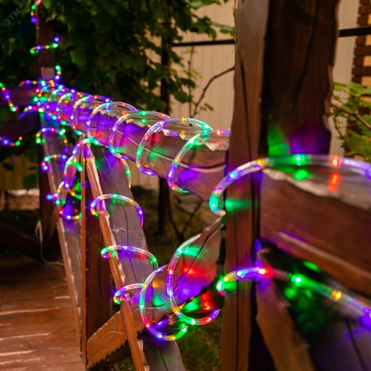 Гирлянда светодиодная Дюралайт 15м Коннектор в/к Разноцветный свет Провод черный ULD-D50 15м/С08 IP44 MULTI