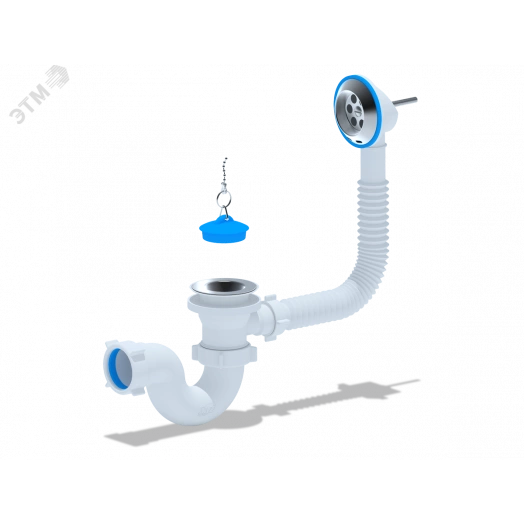 Сифон для ванны АНИ 1 1/2' x 40 с выпуском и переливом