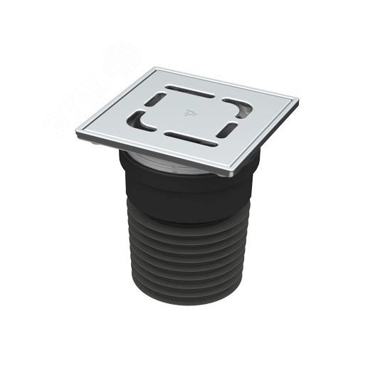 Трап универсальный ТП-73Hs для внутренней канализ ции с рамкой из нержавеющей стали 15х15см, комплектация 3-в-1 (гидрозатвор, поплавковый затвор, механический затвор)