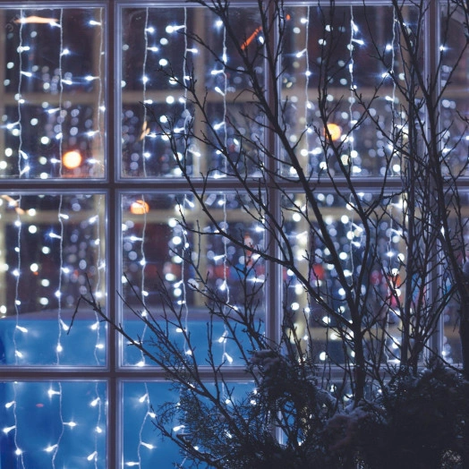 Занавес светодиодный с эффектом мерцания 6х3м Соединяемый 450 светодиодов Провод прозрачный ULD-C6030-450/TTK WHITE IP44