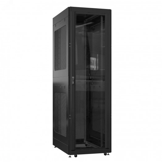 Шкаф серверный 52U 800х1000 передняя дверь: стекло IP41. задняя дверь: двустворчатая глухой металл IP51. боковые панели: перфорированные. цвет: черный RAL9005 