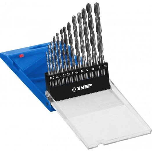 Набор сверл по металлу сталь Р6М5 класс В, ПРОФ-В 13шт(1.5-6.5мм)