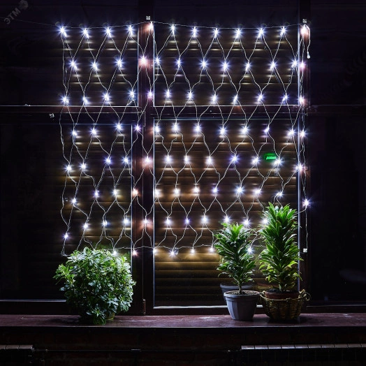 Сетка светодиодная с эффектом мерцания ULD-N1515-96/TTK WHITE IP44 1,5х1,5м Соединяемая 96 светодиодов Провод прозрачный