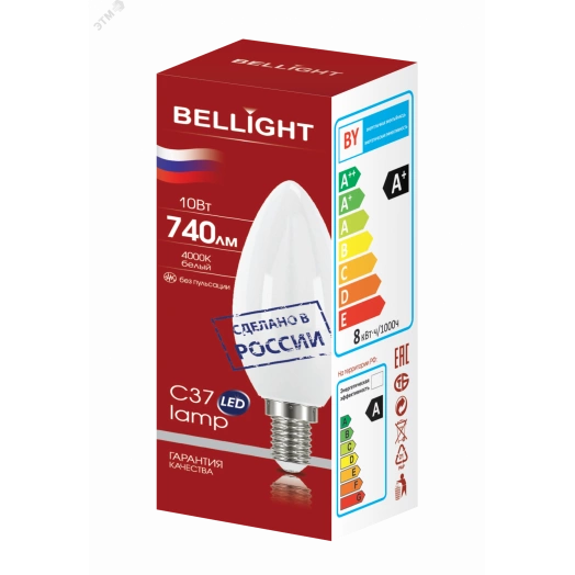 Лампа светодиодная LED С37 10W E14 4000К