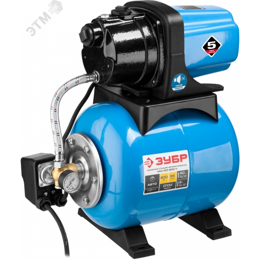 Насосная станция автоматическая НАС-М3-800-Ч ЗУБР, бак 20 л, 800 Вт, чугунный корпус