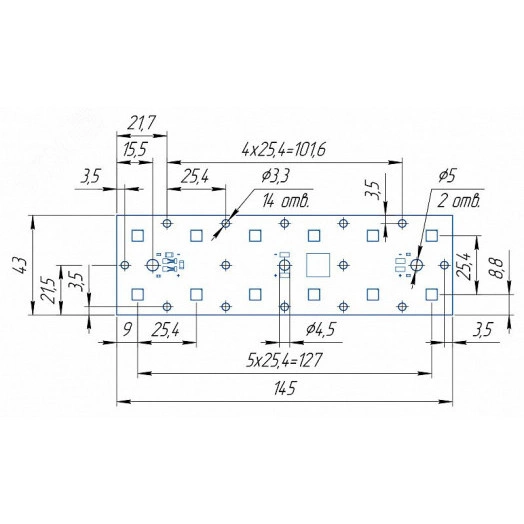 Модуль светодиодный MODULE 145x43 AL1.5 1x12 Refond 5050 CRI70 4000K SMD2x2