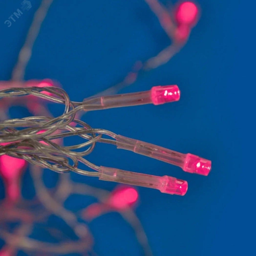 Бахрома светодиодная с эффектом мерцания 12м Соединяемая 195 светодиодов ULD-B12006-195/TTK PINK IP44 Розовый свет Провод прозрачный