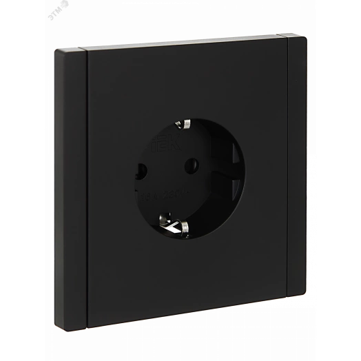 FORTE&PIANO Розетка 1-местная с заземлением с защитными шторками безвинтовое крепление 16А FP113 черный IEK