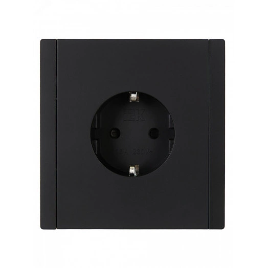 FORTE&PIANO Розетка 1-местная с заземлением с защитными шторками безвинтовое крепление 16А FP113 черный IEK