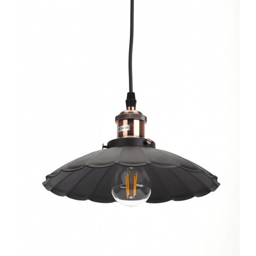 Светильник подвесной декоративный PL3 BK/RC металл, E27, max 60W, d245 мм, шагрень черный/медь (10/160)