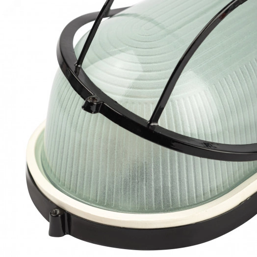 Светильник НБП 04-100-002 Акватермо алюминий/стекло решетка IP54 E27 max 100Вт 280х160 овал черный