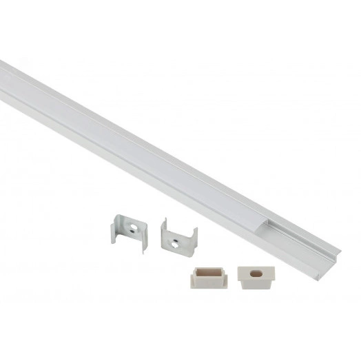 Комплект с врезным анодированным профилем 2206-1m 22х6мм, 1м, серебристый САВ251