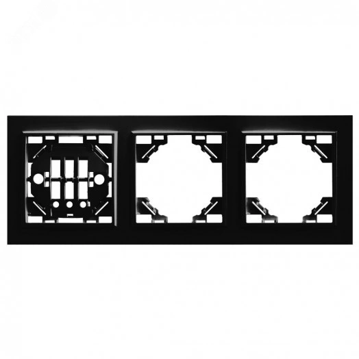 Рамка трехместная горизонтальная, Эрна, черный Stekker