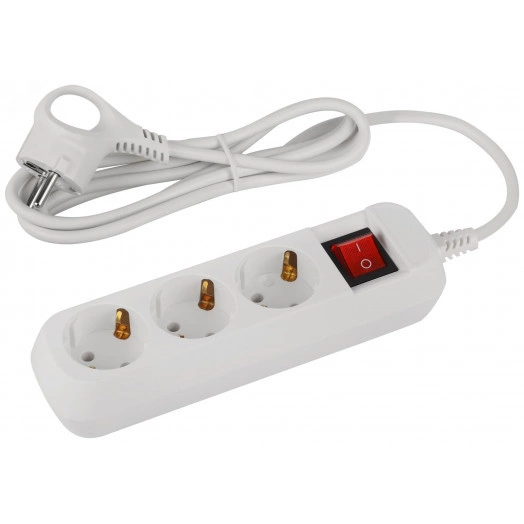 Удлинитель электрический 3 розетки с заземлением с выключателем 1,5м ПВС 3x0.75мм2 UDL-10-315-ES Greenline ЭРА