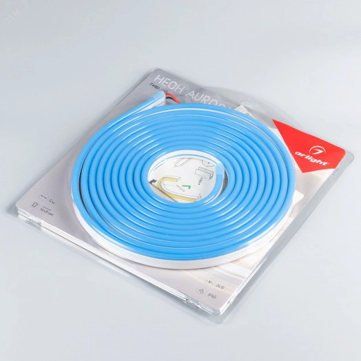 Лента герметичная AURORA-PS-A120-16x8мм 24V Blue (10 W/m, IP65, 2835, 5м) (Силикон)