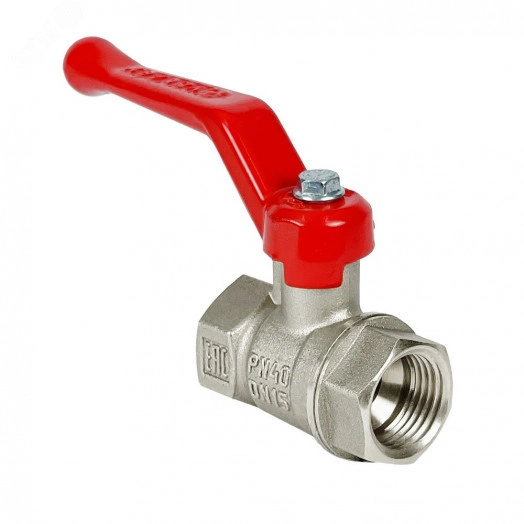 Кран шаровой N/P59 для ВОДЫ 1/2 ВР/ВР ручка-рычаг, латунный НИКЕЛИР-Й 11Б27фт1М (96/24)