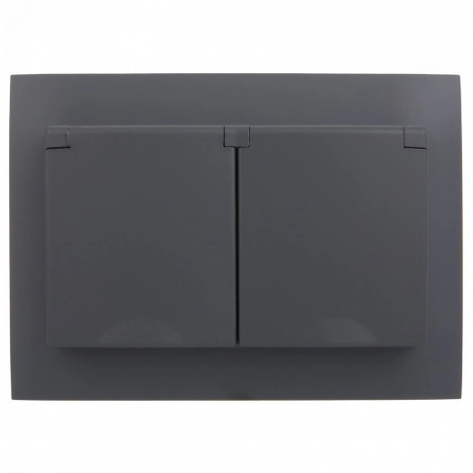 SKANDY Розетка 2-местная и крышкой 16А в сборе IP44 SK-R12G графит IEK