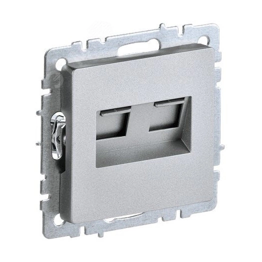 BRITE Розетка компьютерная двойная RJ45 кат.6 РК11-2-БрА алюминий IEK