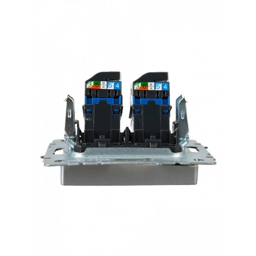 BRITE Розетка компьютерная двойная RJ45 кат.6 РК11-2-БрА алюминий IEK