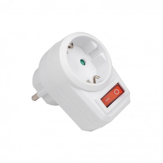 Переходник JAZZway AD-1GS с заземлением и выключателем