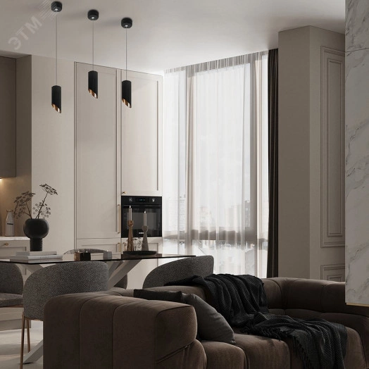 Светильник ДСО GU10 без лампы на подвесе черный золото