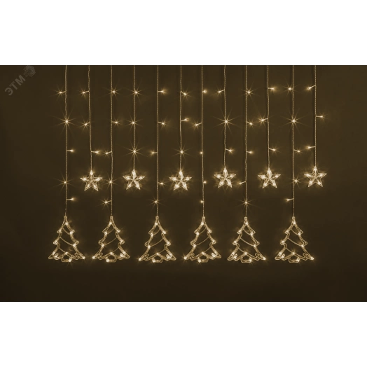Гирлянда новогодняя светодиодная NGF-D033-01 бахрома звезды и елочки WW 2.5х1 м IP20