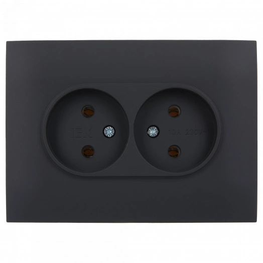 SKANDY Розетка 2-местная без заземления без защитных шторок 10А в сборе SK-R10G графит IEK