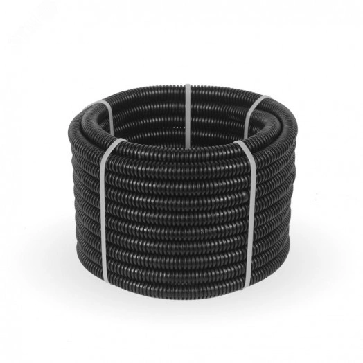 Труба гофрированная ПА негорючая (НГ) стойкая к ультрафиолету (УФ) черная с/з d25 мм (10м/уп)