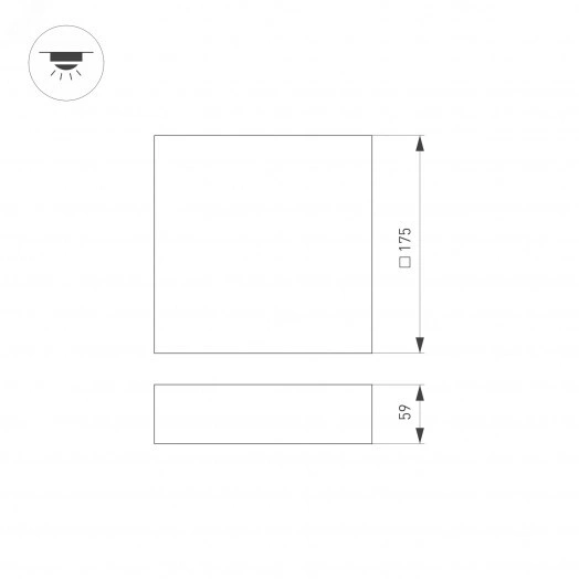 Светильник IM-QUADRO-EMERGENCY-3H-S175x175-19W Day4000 (BK, 120 deg, 230V) (IP40 металл, 2 года)