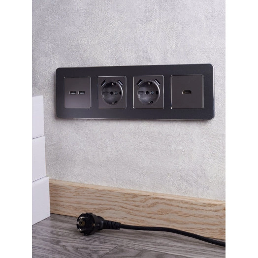 BRITE Рамка 4 поста РУ-4-1-Бр металл титан RE IEK