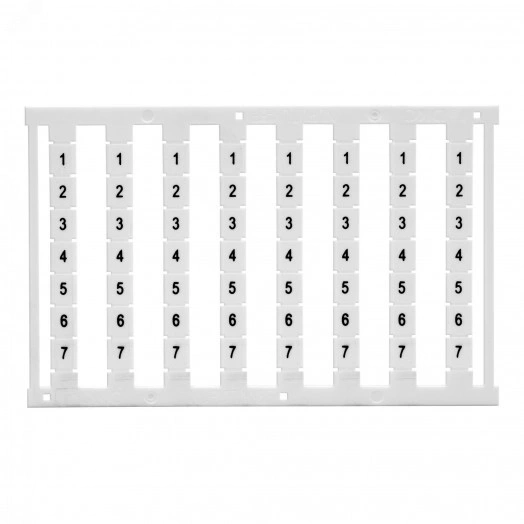 Маркировка для клемм, ширина 8 мм, узкая, для клемм Push-in, белая, L1,L2,L3,N,PE, вертикальная ориентация, 1 шт. = карта из 56 маркеров