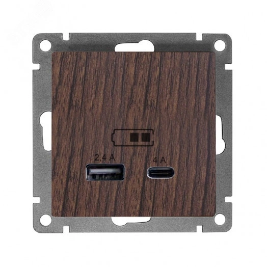 Розетка USB Афина A+С 2.4/4А, механизм  с/у, венге (еврослот)