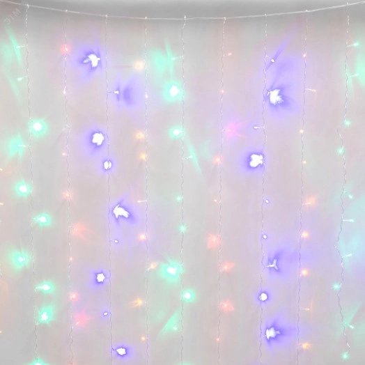 Занавес светодиодный с эффектом мерцания 3х2м 264 светодиода Разноцветный свет Провод прозрачный ULD-C3020-264/TTK MULTI IP44