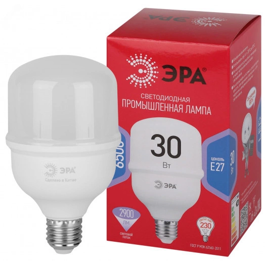 Лампа LED POWER T80-30W-6500-E27 R E27 R 30 Вт холодный белый свет колокол RED LINE ЭРА колокол RED LINE ЭРА
