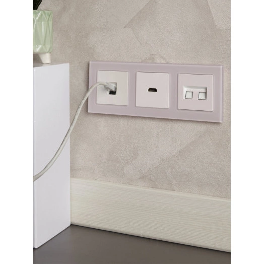 BRITE Розетка компьютерная двойная RJ45 кат.6 РК11-2-БрЖ жемчуг IEK